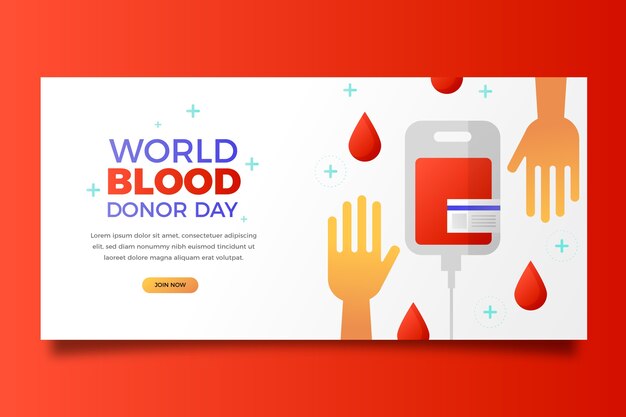 Gradient horizontal banner template for world blood donor day