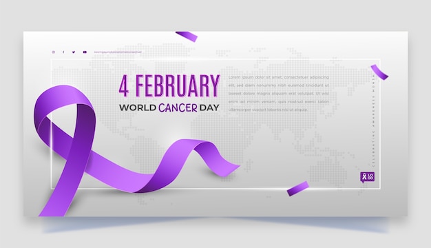 Gradient horizontal banner template for world cancer day awareness