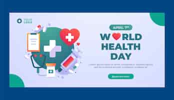 Free vector gradient horizontal banner template for world health day celebration