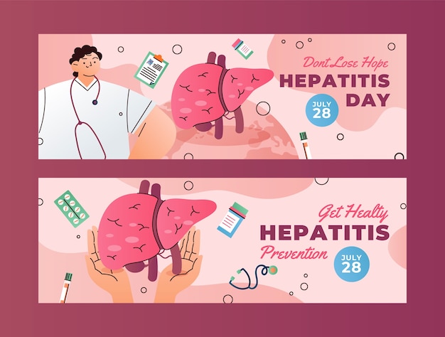 Gradient horizontal banner template for world hepatitis day awareness