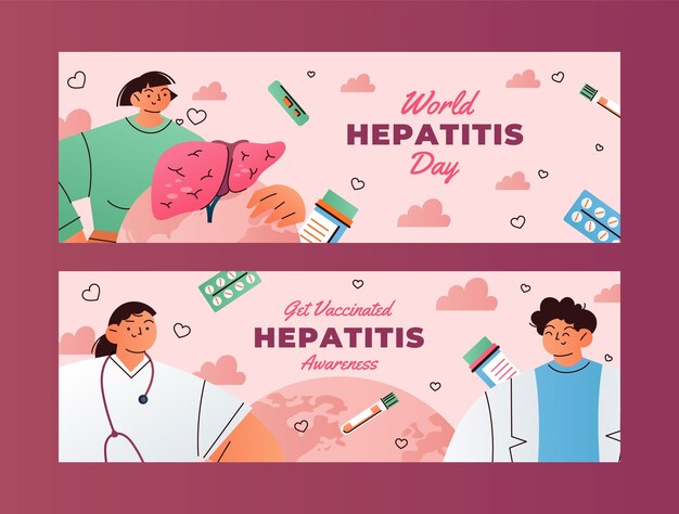 Gradient horizontal banner template for world hepatitis day awareness