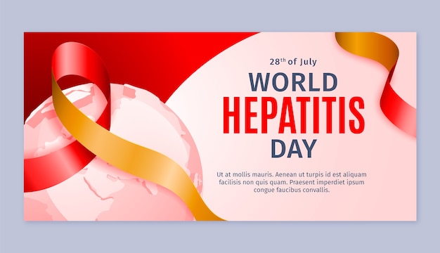 Free vector gradient horizontal banner template for world hepatitis day awareness