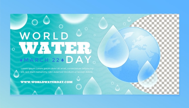 세계 물의 날에 대한 인식을 위한 차차적인 수평 배너 템플릿.