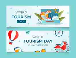 Free vector gradient horizontal banners set for world tourism day celebration