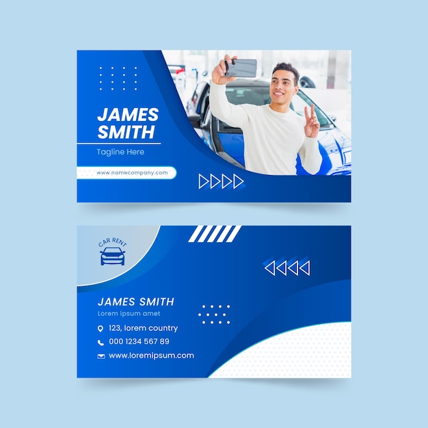 Free vector gradient horizontal business card template for car rental