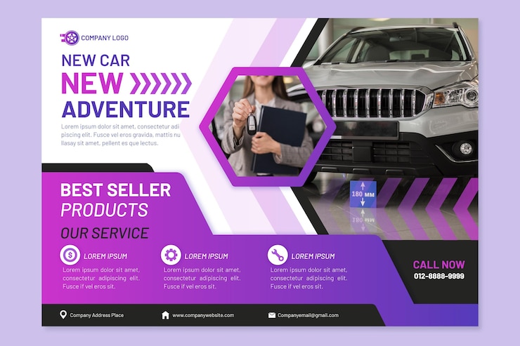 Free Vector gradient horizontal car poster with photo