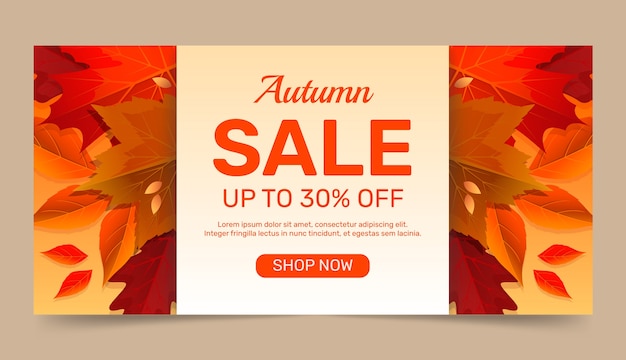 Free vector gradient horizontal sale banner template for autumn