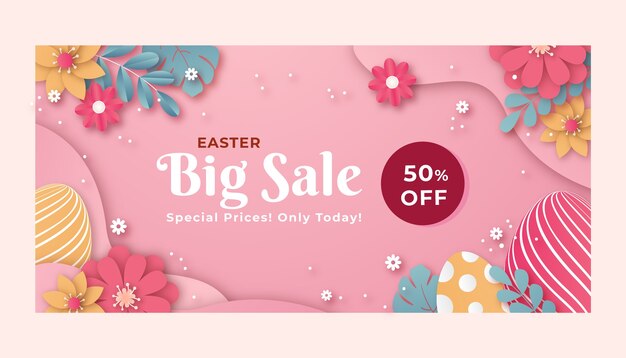 Free vector gradient horizontal sale banner template for easter celebration