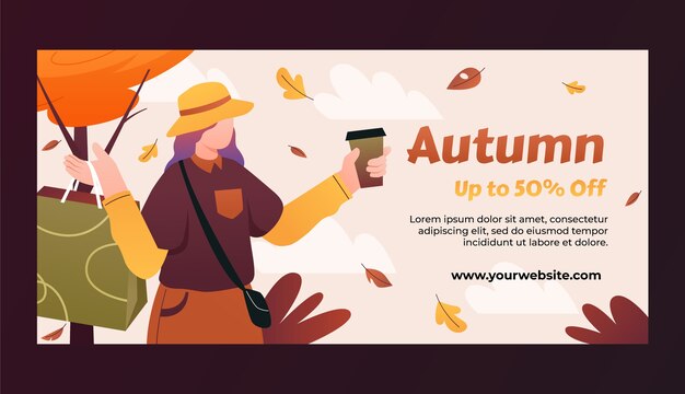 Free vector gradient horizontal sale banner template for fall season celebration