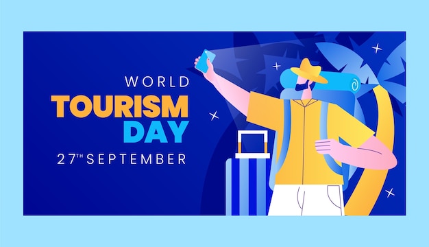 Free vector gradient horizontal template for world tourism day celebration