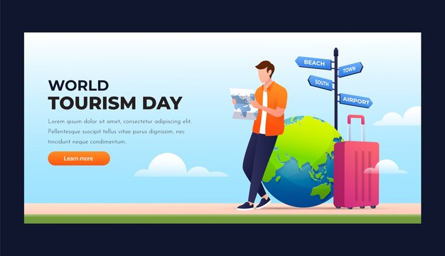 Gradient horizontal template for world tourism day celebration