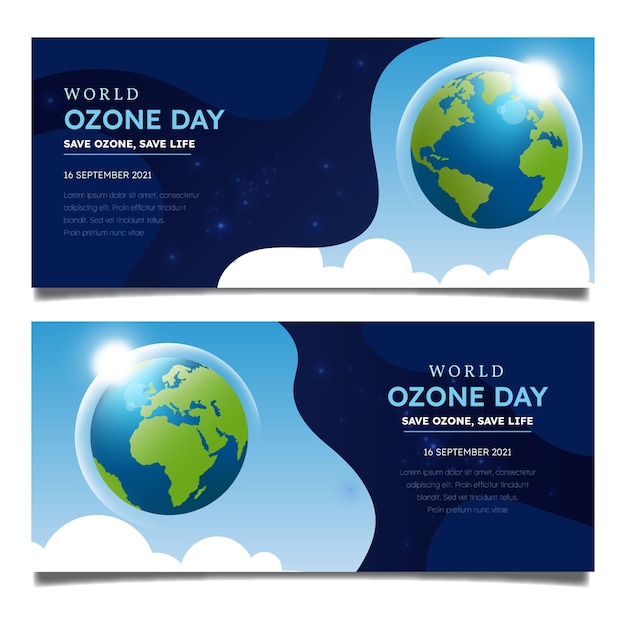 Gradient horizontal world ozone day banners set