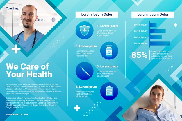 Gradient hospital infographic template