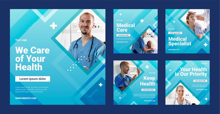 Free Vector gradient hospital instagram posts collection