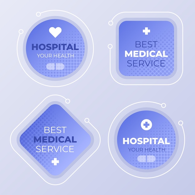 Free vector gradient hospital services labels