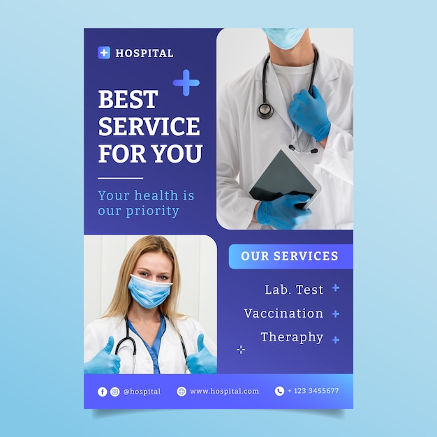 Free vector gradient hospital template design