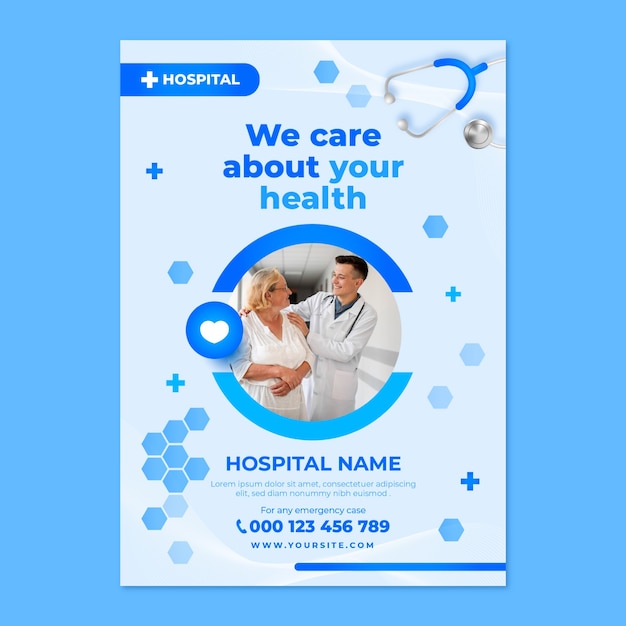 Free vector gradient hospital vertical poster template