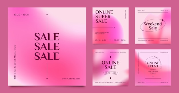 Gradient hot pink instagram posts