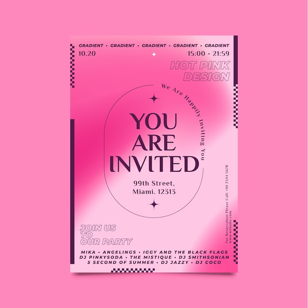 Gradient hot pink invitation