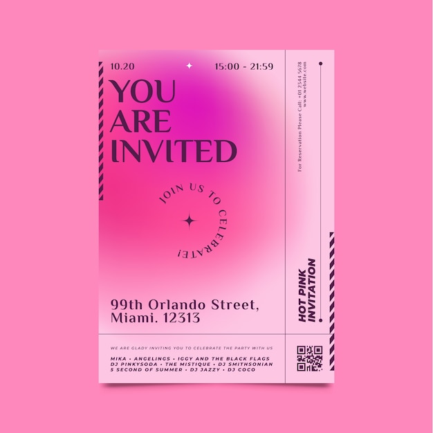 Free vector gradient hot pink invitation