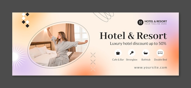 Free vector gradient hotel template design