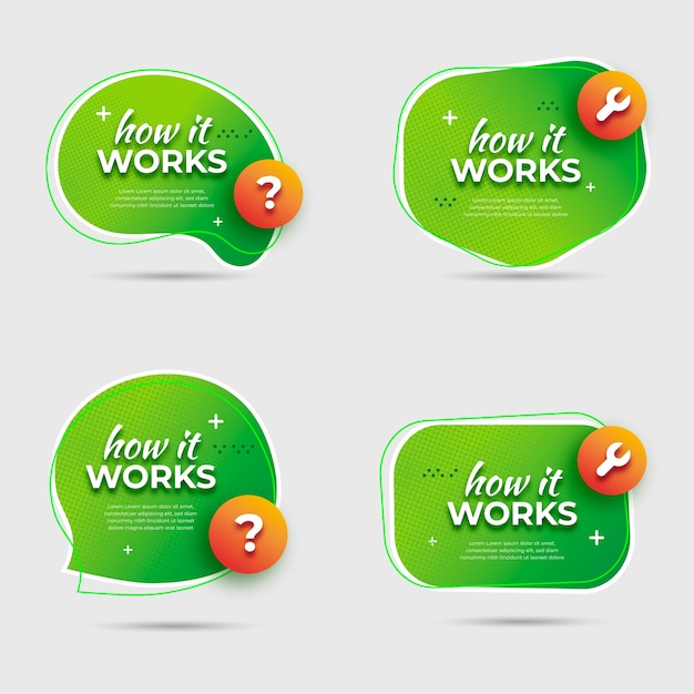 Gradient how it works badges set