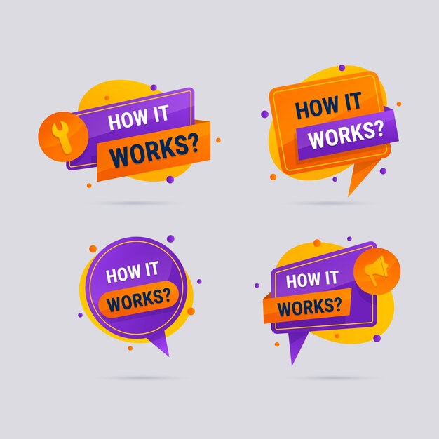 Free vector gradient how it works badges