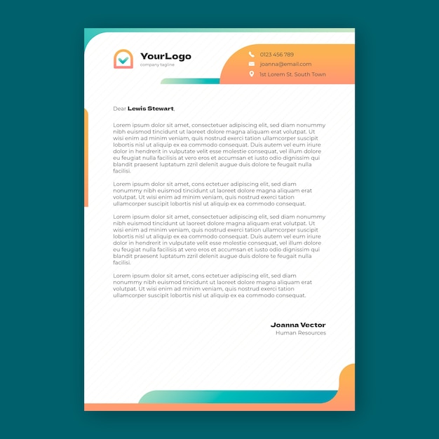 Free vector gradient human resources letter template