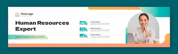 Free vector gradient human resources linkedin banner