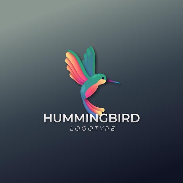 Градиентный дизайн логотипа колибри