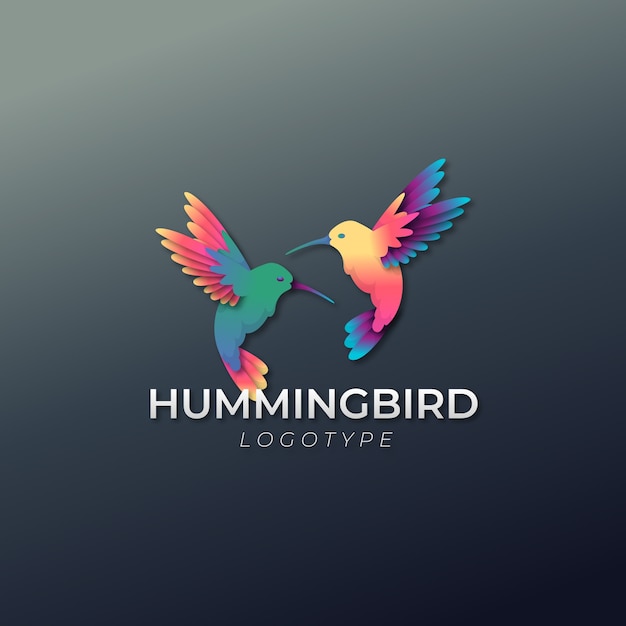 Vettore gratuito design del logo colibrì sfumato