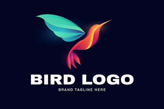 Vettore gratuito design del logo colibrì sfumato