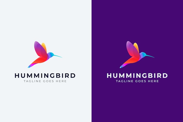 Vettore gratuito design del logo colibrì sfumato