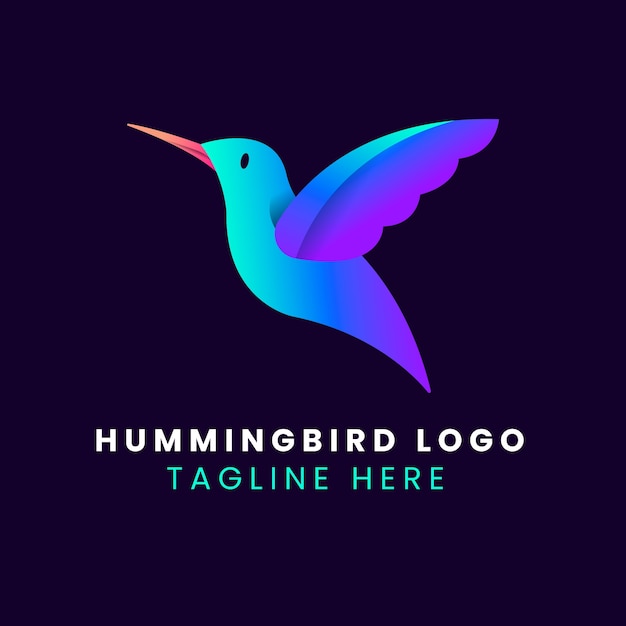 Vettore gratuito design del logo colibrì sfumato