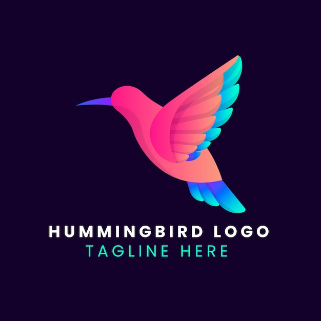 Vettore gratuito design del logo colibrì sfumato