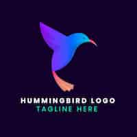 Vettore gratuito design del logo colibrì sfumato