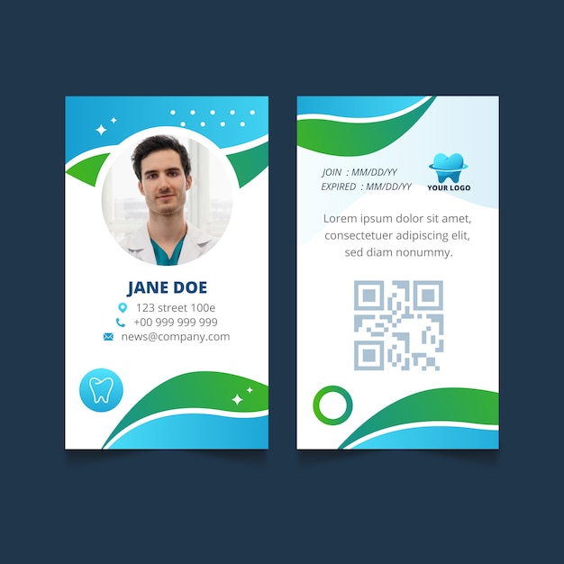 Gradient id card template for dental clinic business