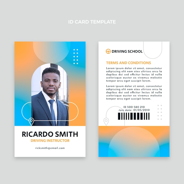 Gradient id card template for driving school