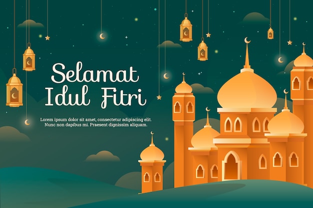 Free vector gradient idul fitri background