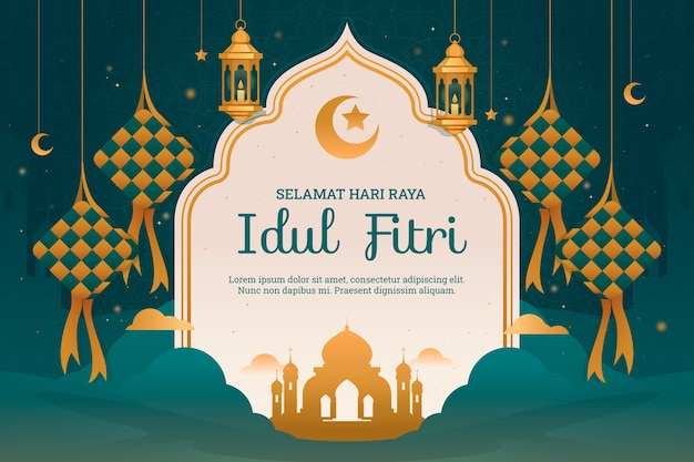 무료 벡터 그라데이션 idul fitri 배경