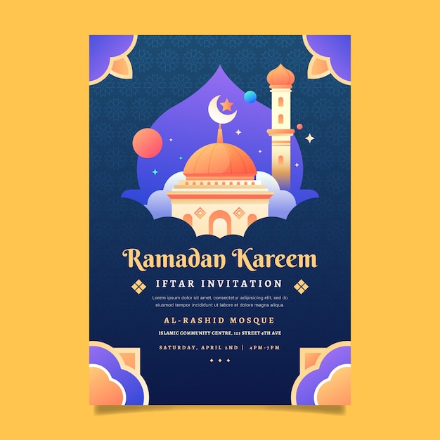 Free vector gradient iftar invitation template