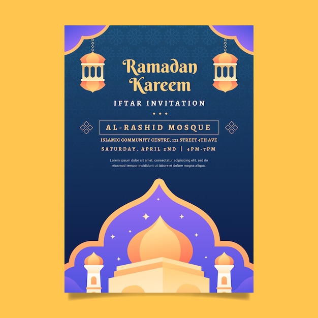 Free vector gradient iftar invitation template