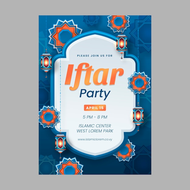 Free vector gradient iftar invitation template