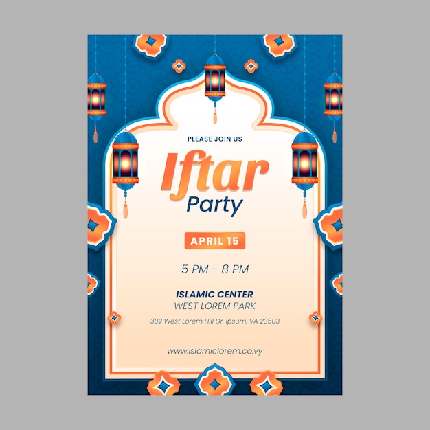 Free vector gradient iftar invitation template