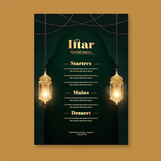 Gradient iftar menu template