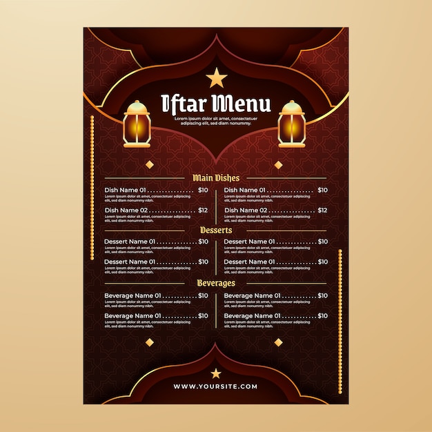 Gradient iftar menu template