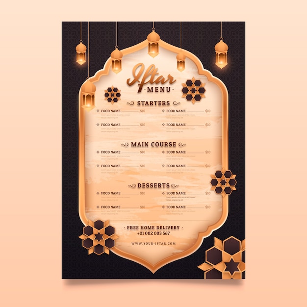 Gradient iftar menu template