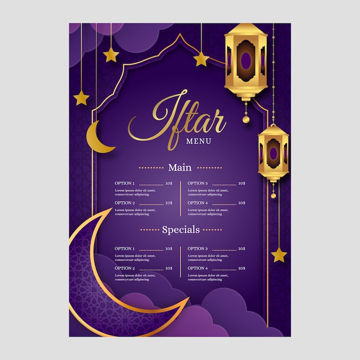 Free Vector gradient iftar menu template