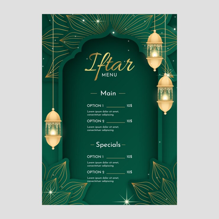 Free Vector gradient iftar menu template