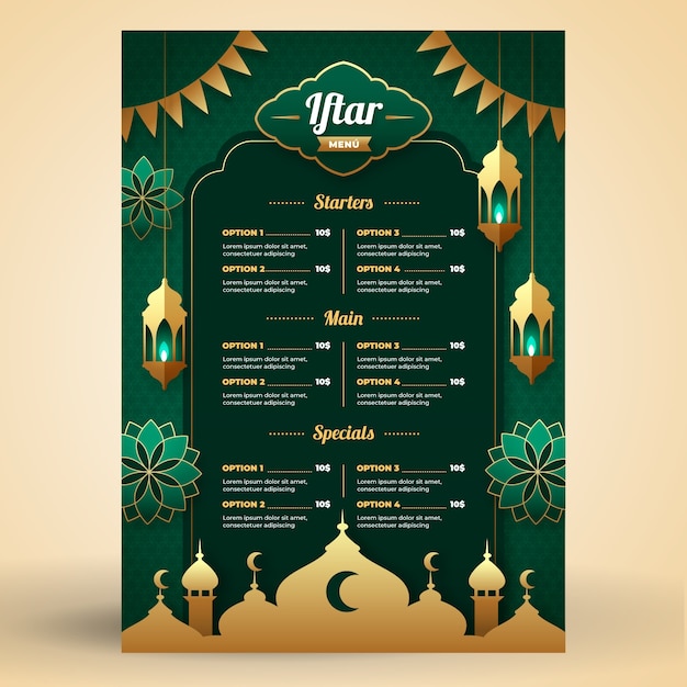 Gradient iftar menu template